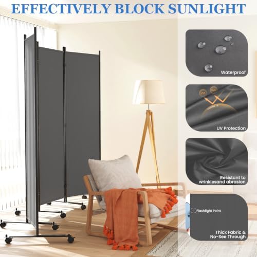 SUNALLY Room Divider Privacy Screens, 4 Panels Dividers - Image 3