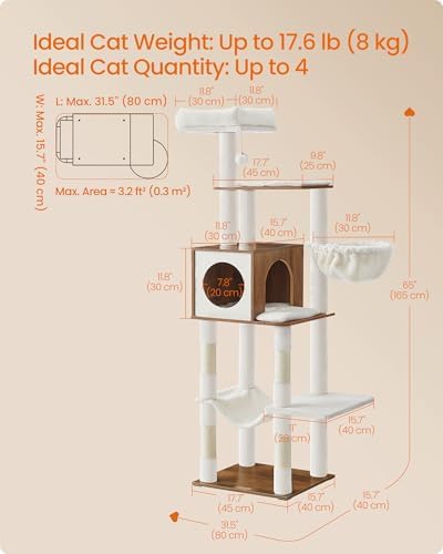 Feandrea Cat Tree, 65-Inch Tall Cat Tower - Image 5