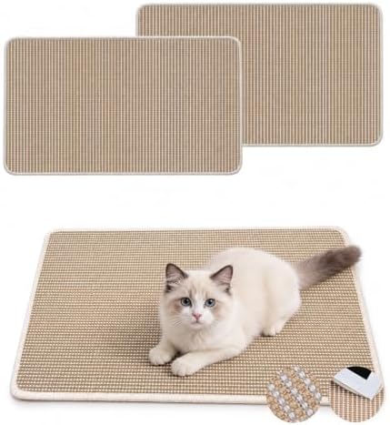 2 Pack Cat Scratcher Mat, 23.6x15.7 Sisal Cat Scratch Pad by Petinstinct