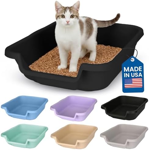 KittyGoHere Senior Cat Litter Box, Small Litter Pan, Small Black by NE14pets