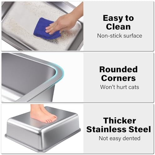 Small Stainless Steel Litter Box, Metal Litter Box - Image 3