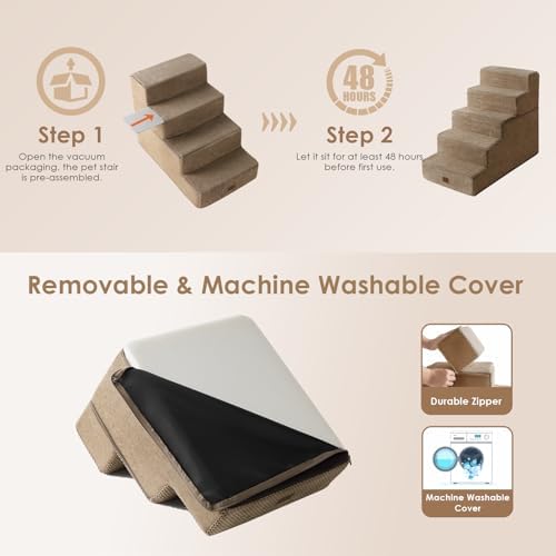EHEYCIGA Dog Stairs for High Bed 22.5" H, 5-Step Dog Steps - Image 6