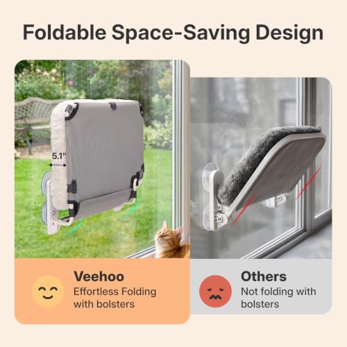 Veehoo Foldable Cat Window Perch, Cat Window Hammock Bed - Image 2
