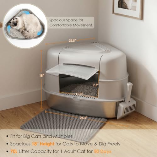 Stainless Steel XXL Corner Cat Litter Box - Image 5