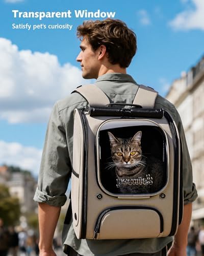 Pecute Cat Backpack Carrier, Cat Bubble, 12.6" L x 10.2" W x 16.5" H - Image 3