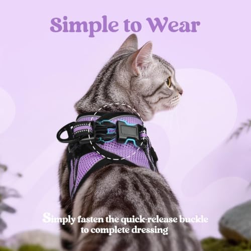 rabbitgoo Cat Harness and Leash Set, Step-in Soft Vest, Light Purple - Image 4