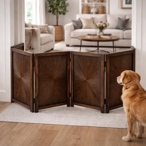 Freestanding Pet Gate, 4-Panel Folding, 56x28 in - Image 2