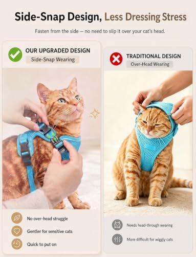 Cat Harness and Leash Set, Escape Proof Kitten Harness, Night Blue - Image 4