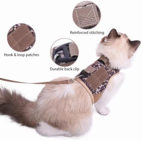 Cat Harness and Leash Set for Walking Escape Proof, Desert Camo - Image 2