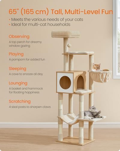 Feandrea Cat Tree, 65-Inch Tall Cat Tower - Image 3