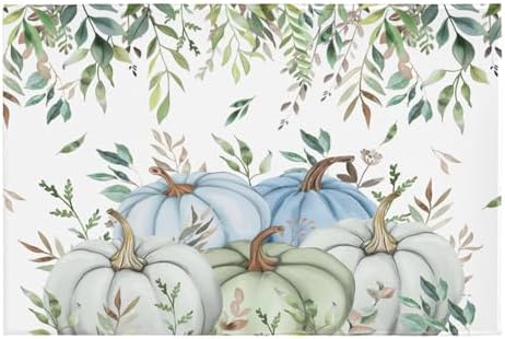 Giwawa Fall Blue Pumpkin Bath Rug Autumn Harvest Bathtub Mat Non Slip Absorbent by Giwawa
