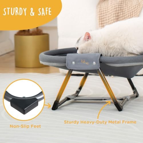 KITTY KINGDOM No-Assembly Folding Cat Hammock, Portable Elevated Cat Bed - Image 4