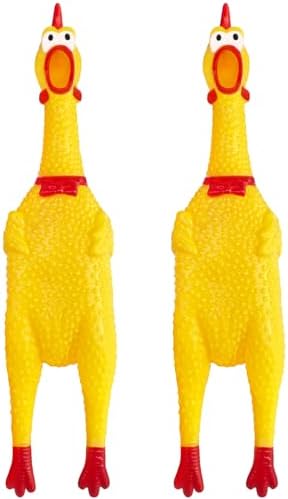 Xeehwb 2 Pcs Large Rubber Chicken, Screaming Chicken Dog Toys, Squeaky Chickens by Xeehwb