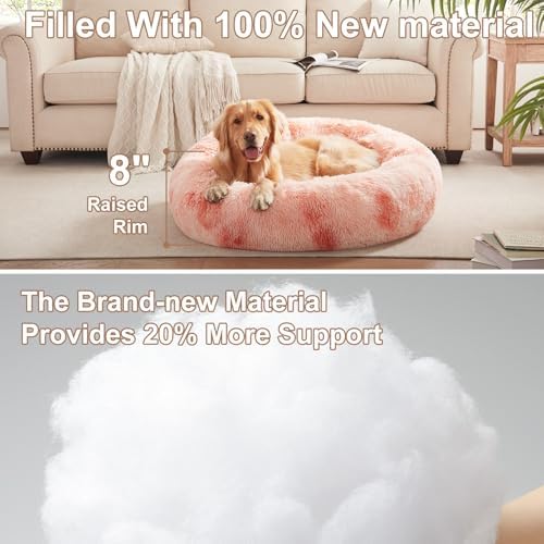 36 in Faux Fur Fluffy Donut Dog Bed - Image 3