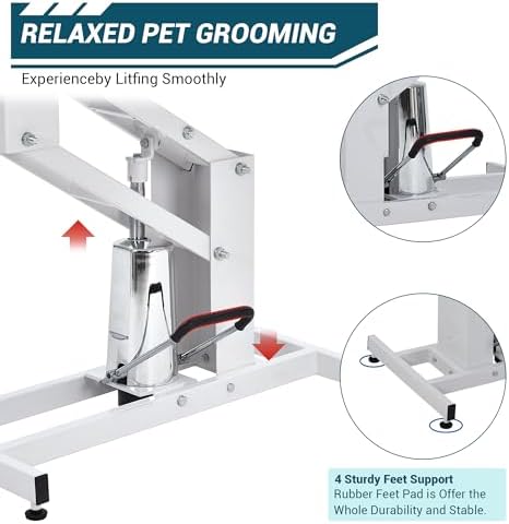 43.3" Hydraulic Pet Grooming Table, Heavy Duty Hydraulic Grooming Table Max - Image 6