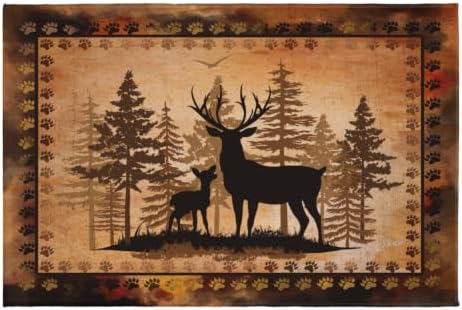Giwawa Forest Deer Bath Rug Wildlife Animal Low Pile Entryway Carpet 24x35 Inch by Giwawa