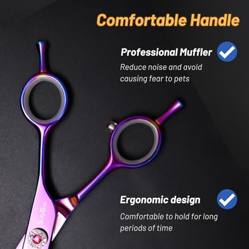 7in 25° Curved 60 Teeth Thinning Dog Grooming Scissors - Image 6