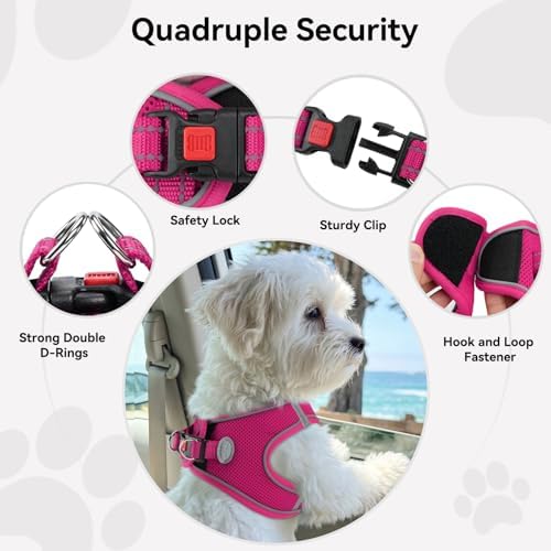 Joytale Step-in Dog Harness, Soft Breathable Mesh, Hot Pink XS - Image 6