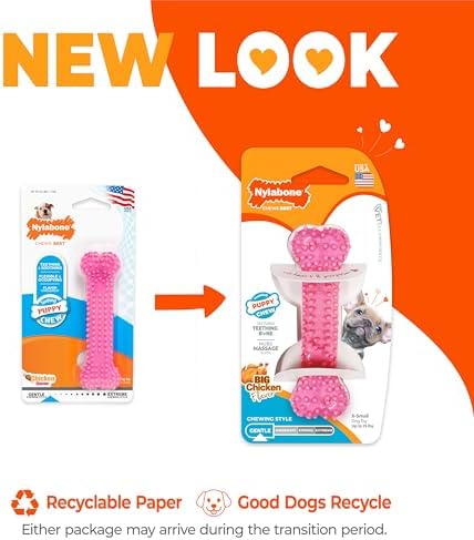 Nylabone Puppy Chew Pink Textured Teething Dog Bone - Image 3
