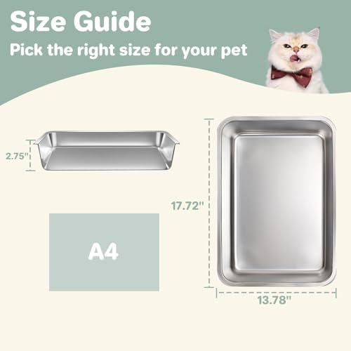 2 Pack Low Entry Stainless Steel Cat Litter Boxes, Metal Shallow Litter Box - Image 6