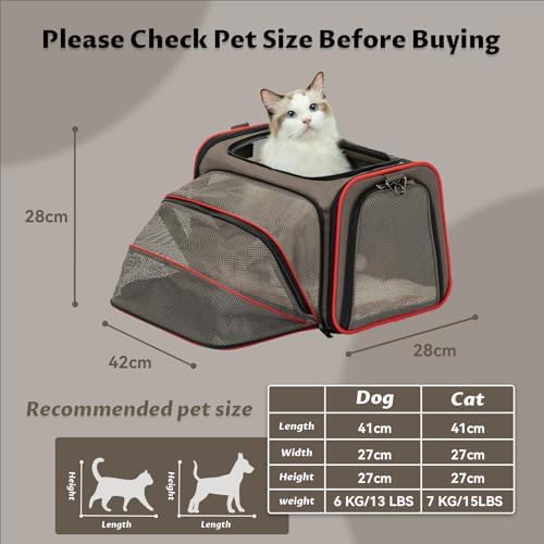 Petsfit Expandable Cat Carrier Dog Carriers, Airline Approved Soft-Sided - Image 2