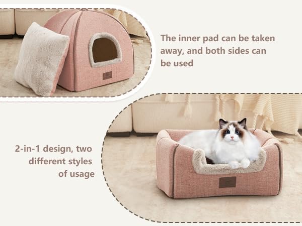 WINDRACING Cat Beds for Indoor Cats, 2-in-1 Cat Bed Cave - Image 3