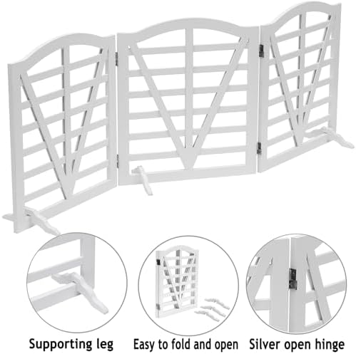 Foldable Wooden Dog Gate Freestanding Pet Gate - Image 5