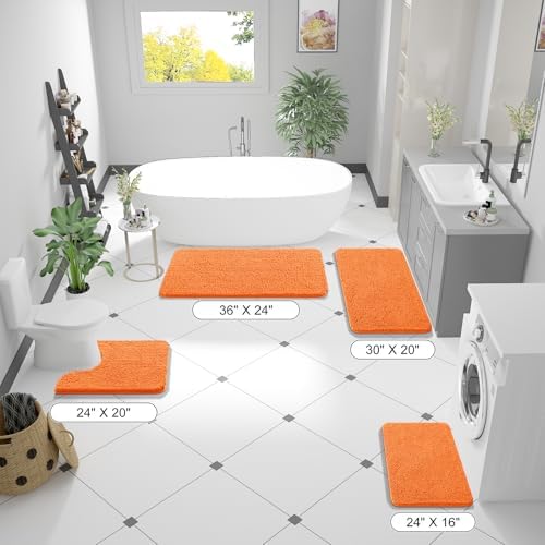 OLANLY Bathroom Runner Rugs 47x17, Extra Soft Absorbent Chenille Bath Rugs - Image 2