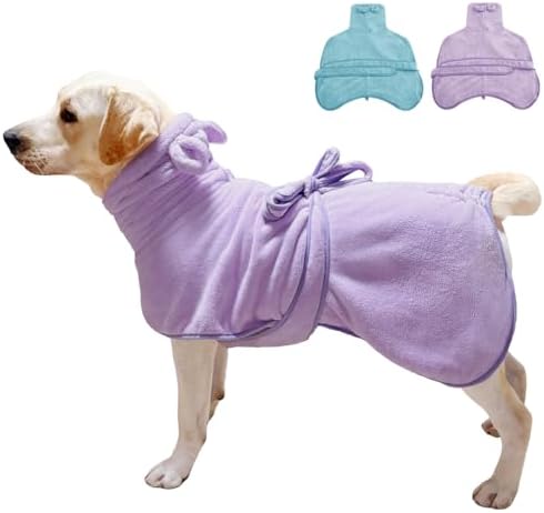 Medium to Large Size Dog Bathrobe, Quick Drying Super Absorbent, Warm Dog Towels by KOOGAL