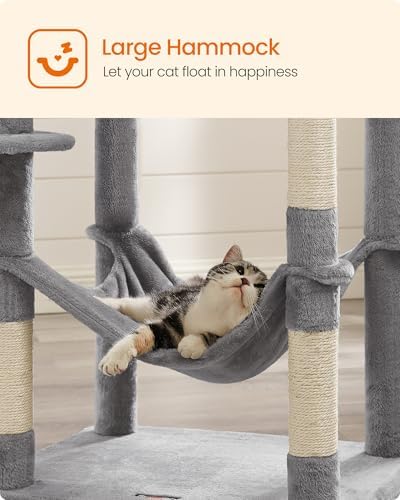 Feandrea Cat Tree, 73.2-Inch Cat Tower, Light Gray - Image 7