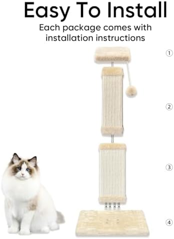 Cat Scratching Post for Indoor Cats, 32Inch Sisal Cat Scratcher - Image 4
