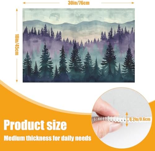 Green Purple Misty Forest Bath Mat - Image 2