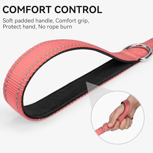 Joytale Reflective Dog Leash for Medium & Large Dogs, 4 FT x 1", Neon Pink - Image 3