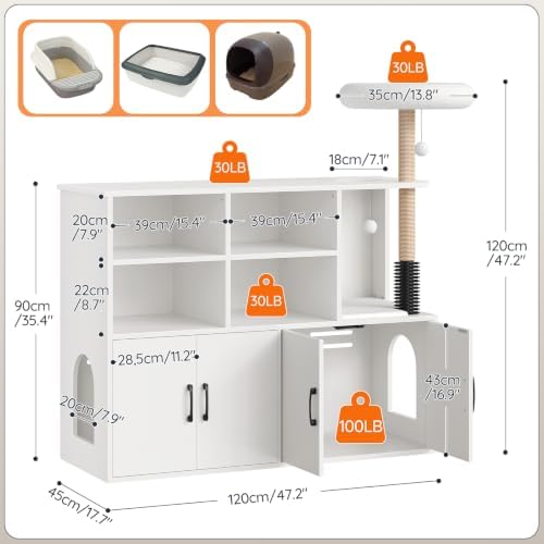 HOOBRO Double Cat Litter Box Enclosure, Hidden Cat Cabinet - Image 4