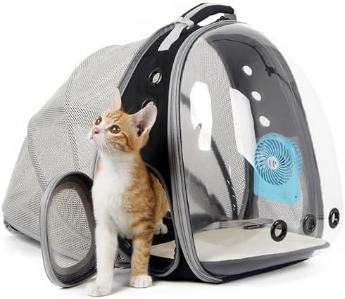 Cat Bubble Backpack with Fan, Fit up to 12 lbs, Space Capsule Astronaut Clear by halinfer