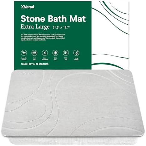 XMarrat Extra Large Stone Bath Mat, Diatomaceous Earth Mat, 31.5"x19.7" by XMarrat