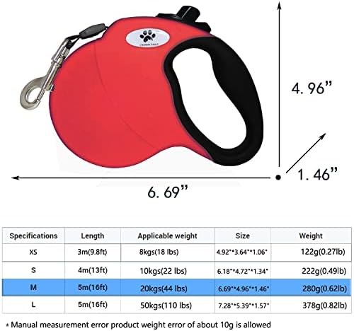 16 ft Retractable Dog Leash for Large Dogs up to 44 lbs, Tangle-Free Nylon Tape - Image 2