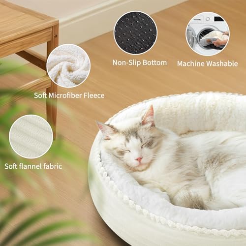 Zerbuger 23in Cream Round Dog Bed Sofa - Image 4