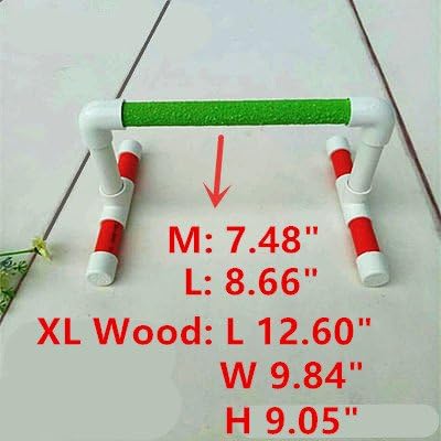 Hypeety Small Bird Parrot Stand Perch Table Top Stand Playground Grind Perch Swing Training Playstand Exercise Chew Toys for Budgies Parakeet Cockatiel Conure Finch (Perch, L)