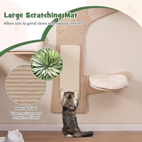 Tangkula Cat Wall Shelves, Wall Mounted Cat Tree Furniture - Image 5