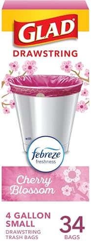 Glad Small Trash Bags 4 Gallon, Febreze Cherry Blossom Garbage Bags, Odor by GladTrashFoodStorage