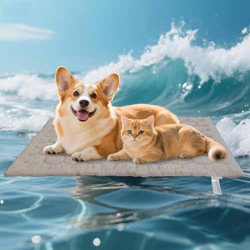 Cooling Mat for Dogs, Q-MAX>0.4 Size A Taupe by UniHome