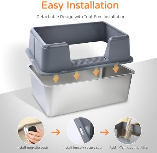 2 Pack Stainless Steel Cat Litter Box - Image 6