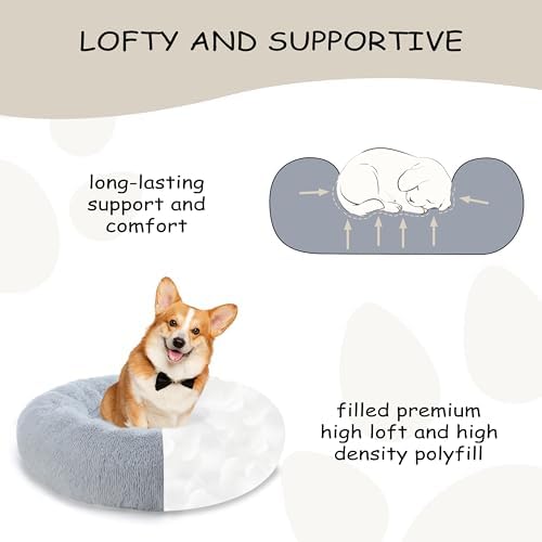 Bunlitent 23 inch Calming Dog Bed, Donut Dog Bed - Image 3