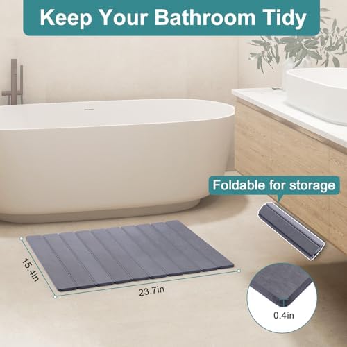 Foldable Stone Bath Mat, Quick-Drying Diatomite Bath Mat - Image 3