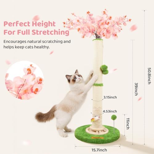 【Material Upgrade】 Famifit 50.4" Flower Cat Scratching Post, Tall Cat Tree - Image 4