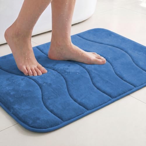 Flamingo P Royal Blue Bath Mat 17x24 Quick Dry Washable Soft Memory Foam by FlamingoP