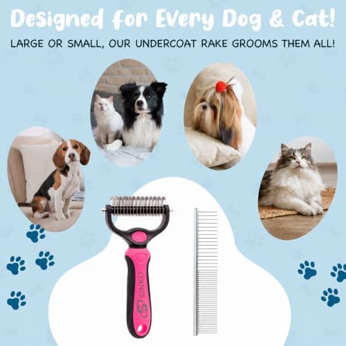 Sinko Shedding Brush for Dog and Cat, Undercoat Rake & Comb - Image 6
