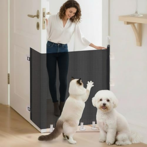 Retractable Dog Gate No Drill, 30 x 70 Inches, Anti Crawl - Image 6