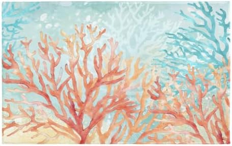 Giwawa Coastal Coral Bath Rug Beach Ocean Bathtub Mat Extra Absorbent Washable by Giwawa